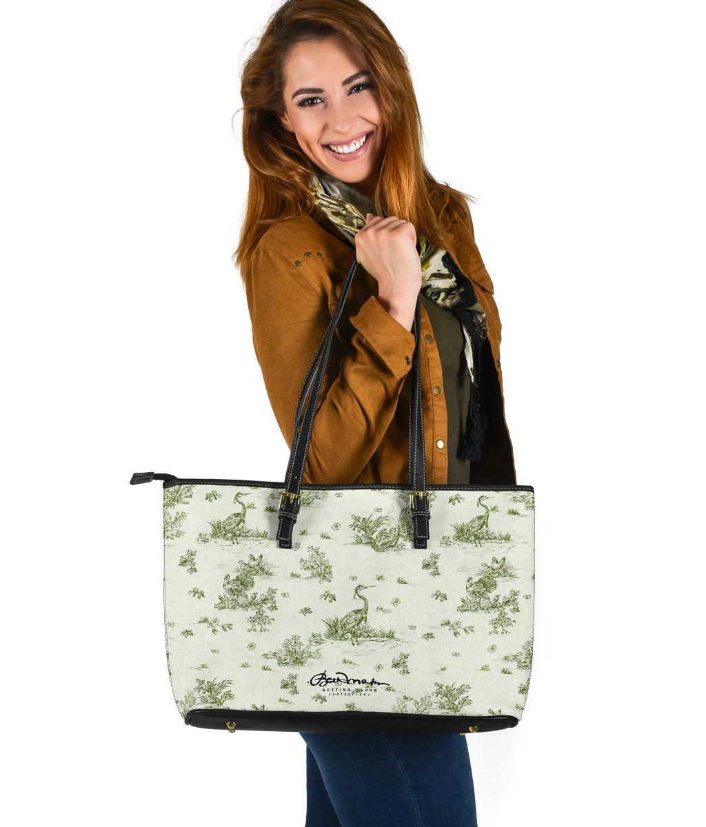 Toiles de Jouy tree Hugging Forest Green Large Tote Bag