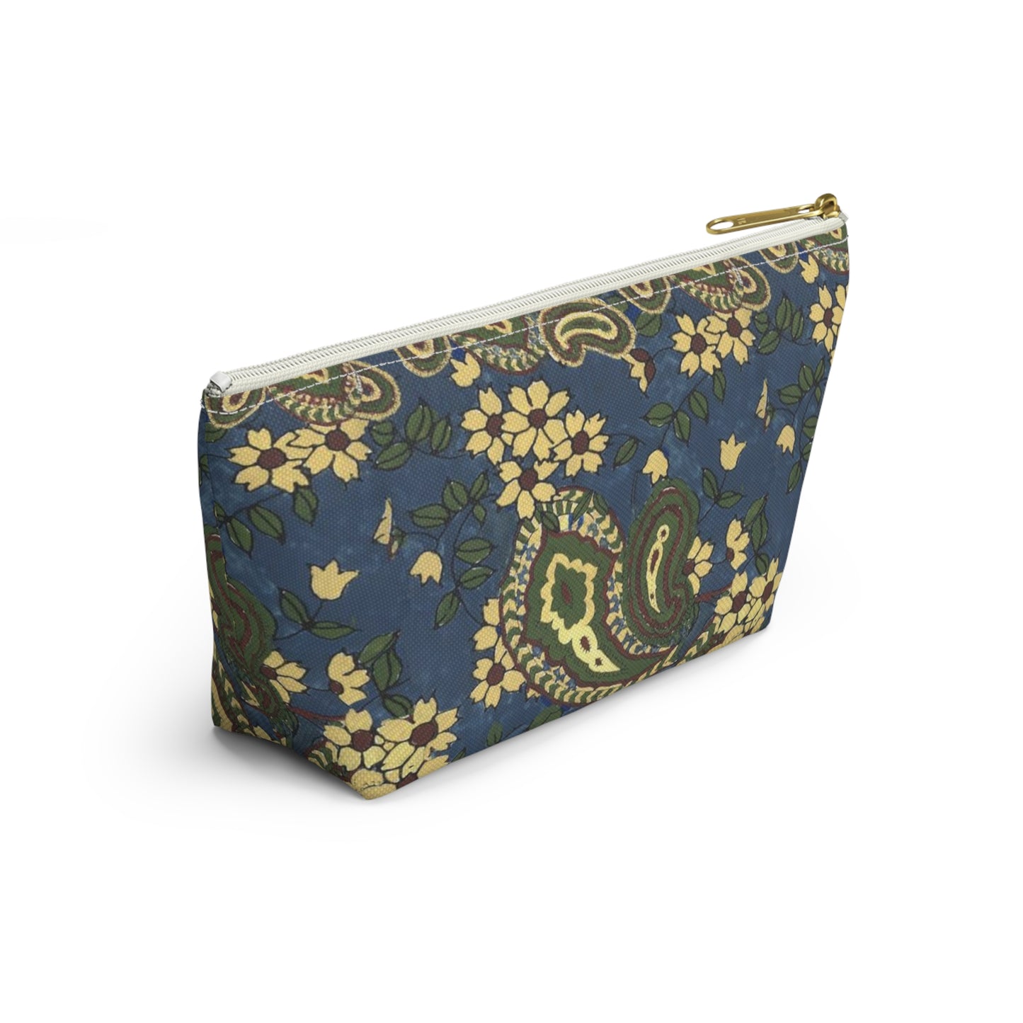 Vintage Blue Paisley Accessory Pouch w T-bottom