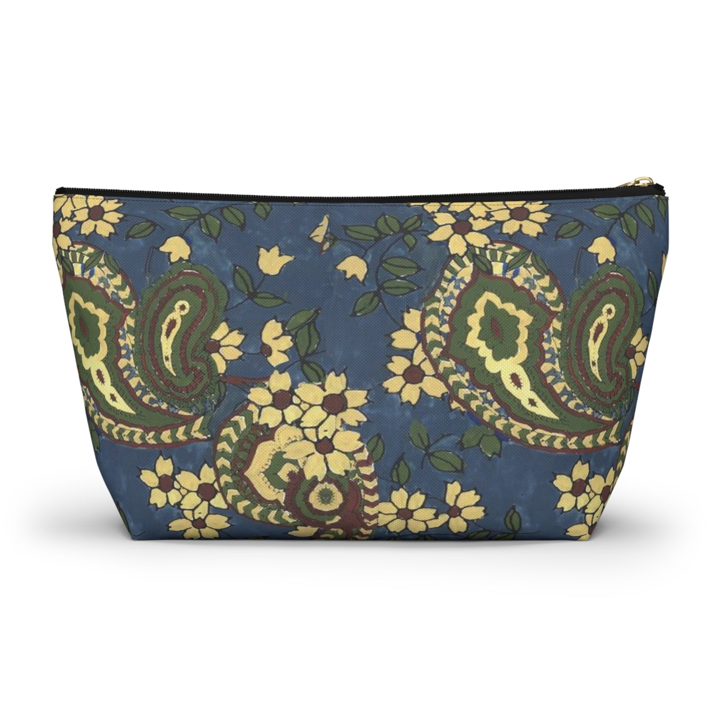 Vintage Blue Paisley Accessory Pouch w T-bottom