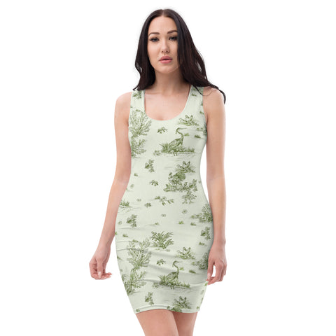 Toiles de Jouy tree Hugging Forest Green Fitted Tank Dress