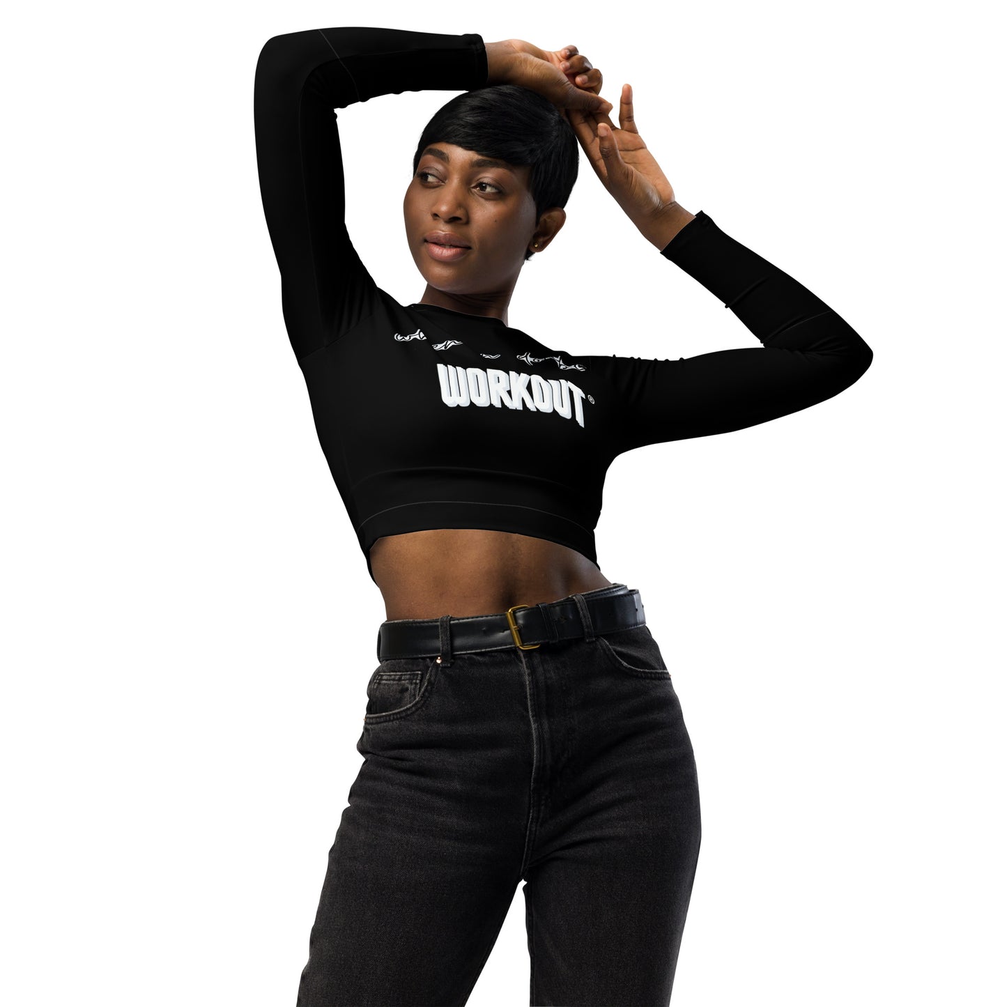 Recycled Long Sleeve Crop Top Black When In Doubt