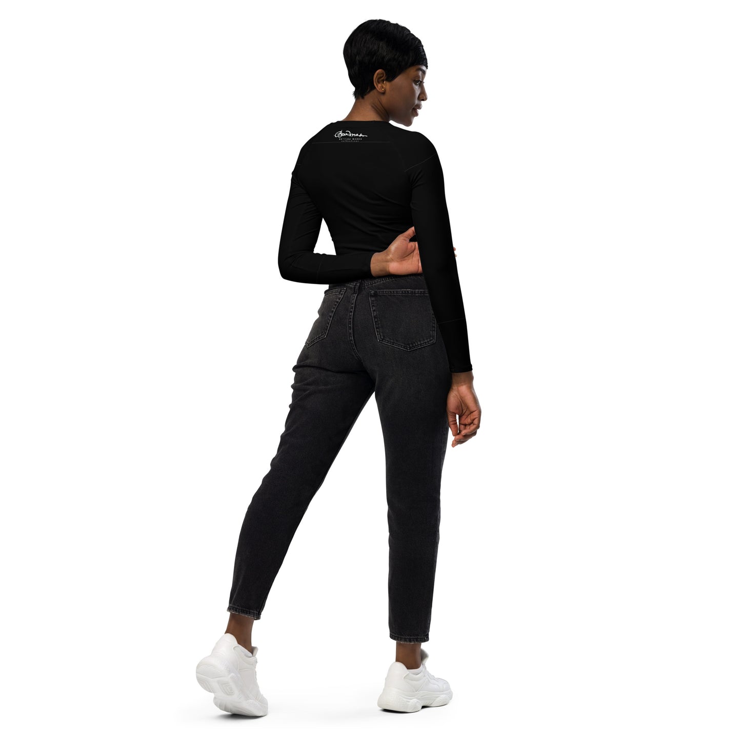 Recycled Long Sleeve Crop Top Black When In Doubt