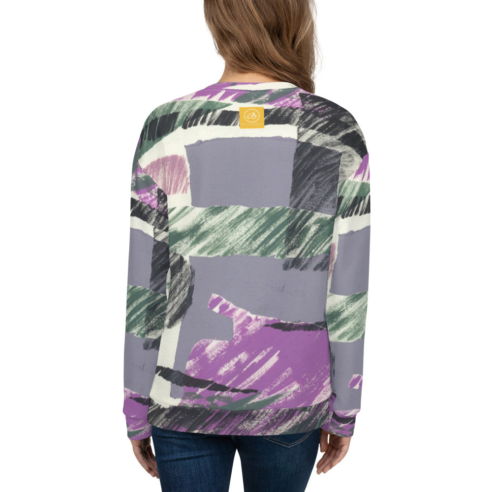 Recycled Unisex Sweatshirt - Abstract Engineered Collage - Women