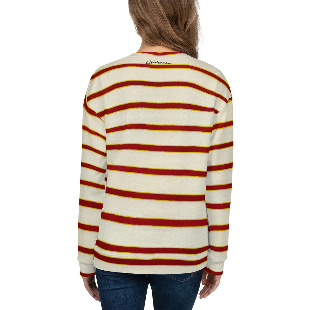 Recycled Unisex Sweatshirt - Red White Stripe - Women