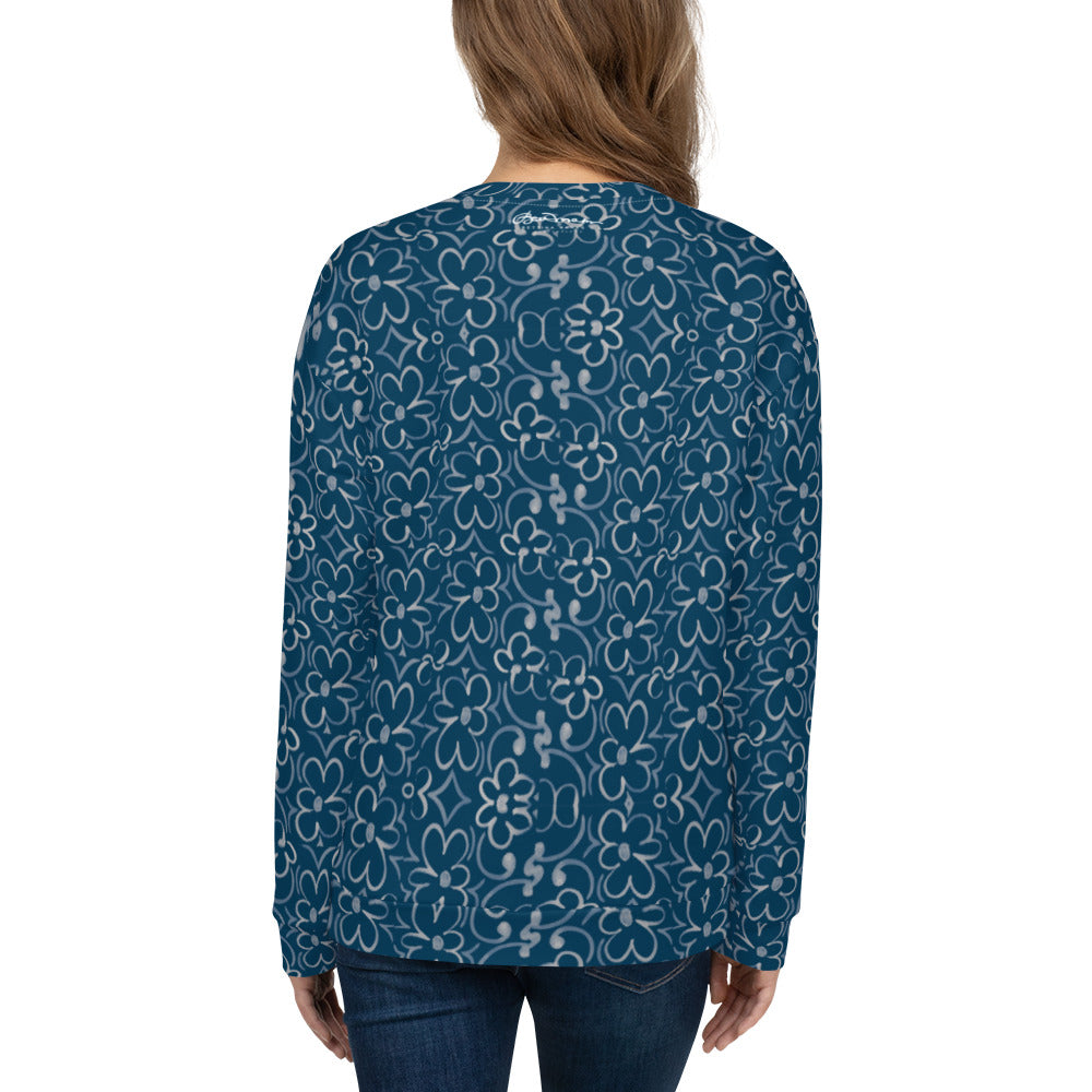 Recycled Unisex Sweatshirt - Linear Sixties Floral - Women