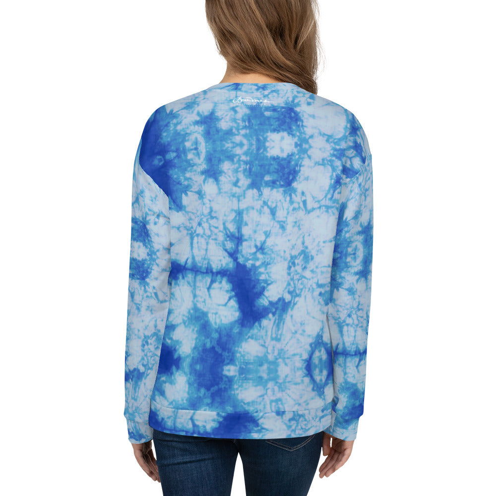Recycled Unisex Sweatshirt - Blue Tie Dye - Women
