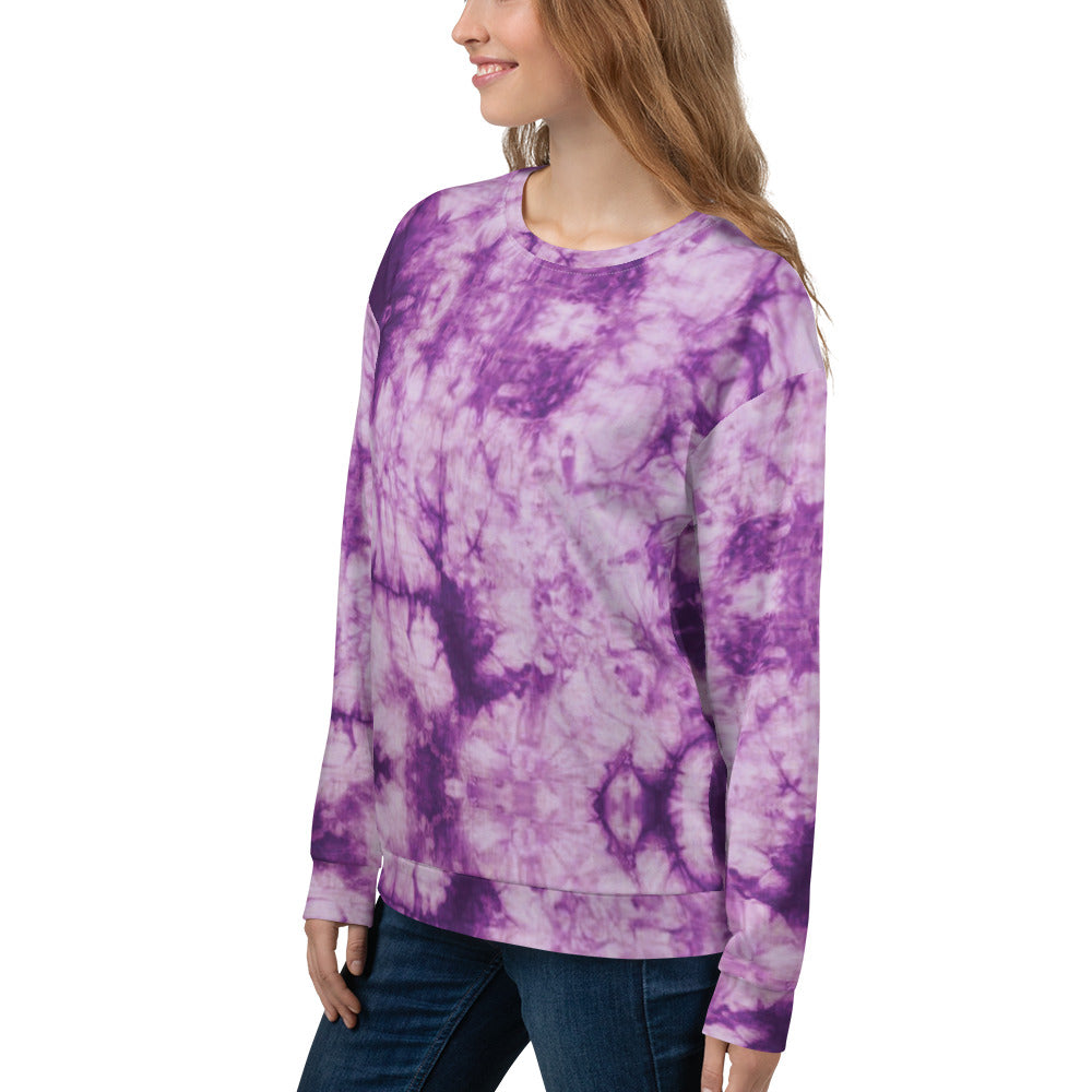 Recycled Unisex Sweatshirt - Purple Tie Dye - Women