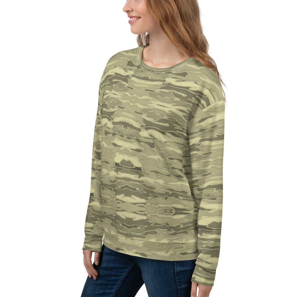 Recycled Unisex Sweatshirt - Khaki Camouflage Lava  - Women