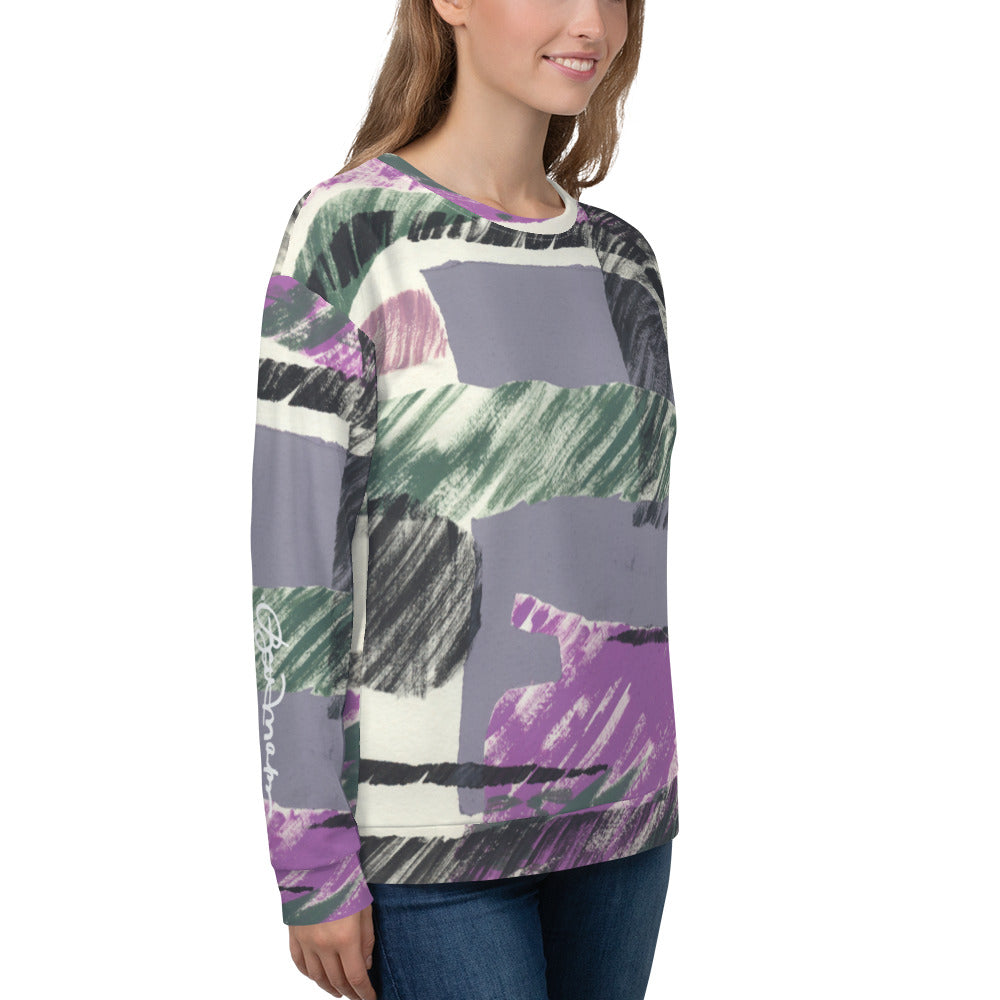 Recycled Unisex Sweatshirt - Abstract Engineered Collage - Women