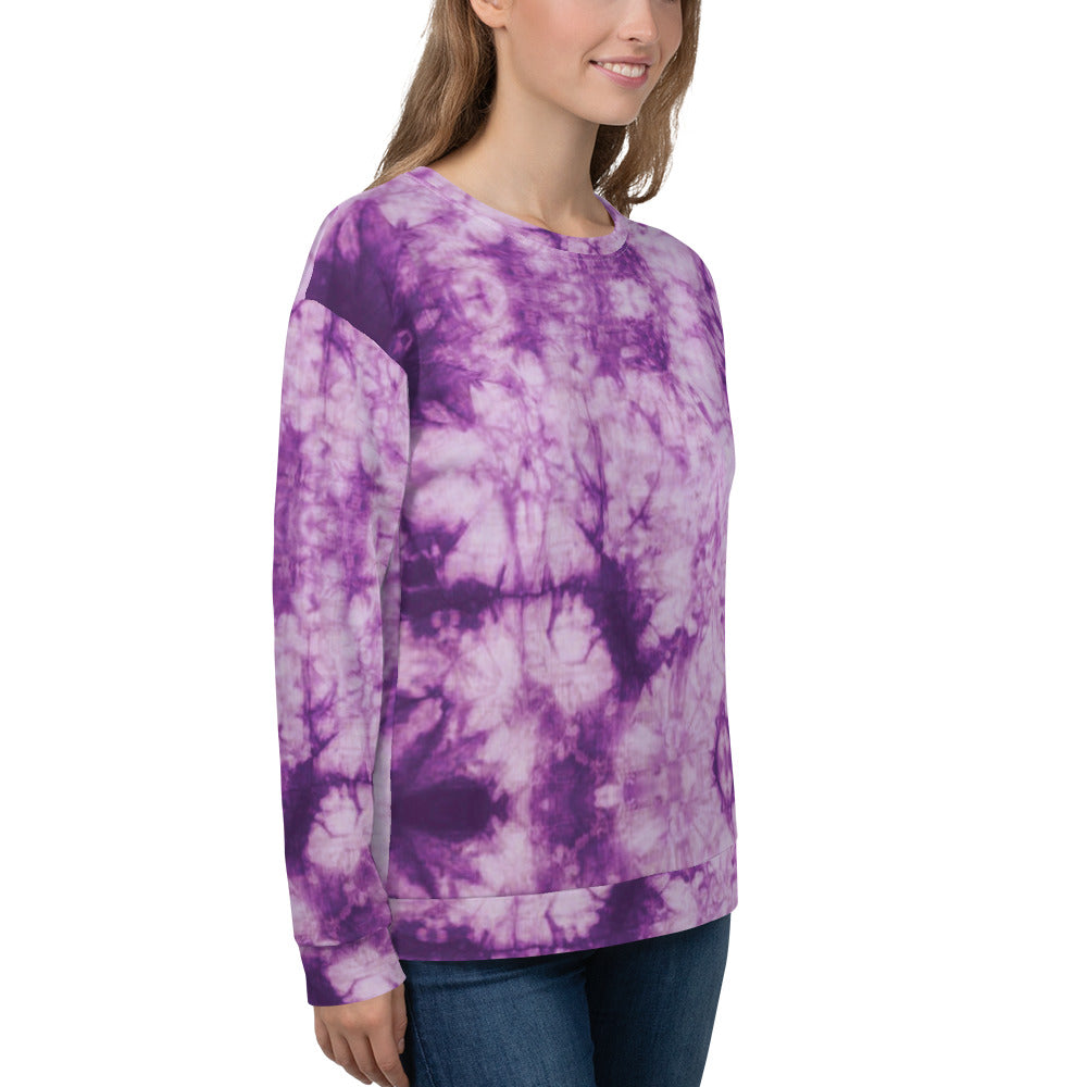 Recycled Unisex Sweatshirt - Purple Tie Dye - Women