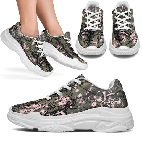 Pink Snake Skin Athletic Sneakers