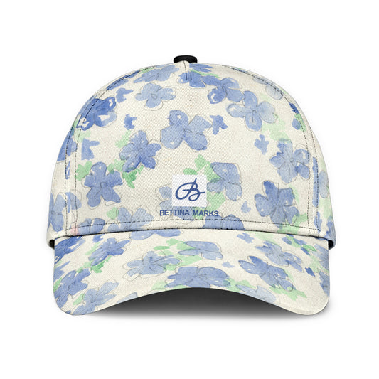 Blu&White Watercolor Floral Cap