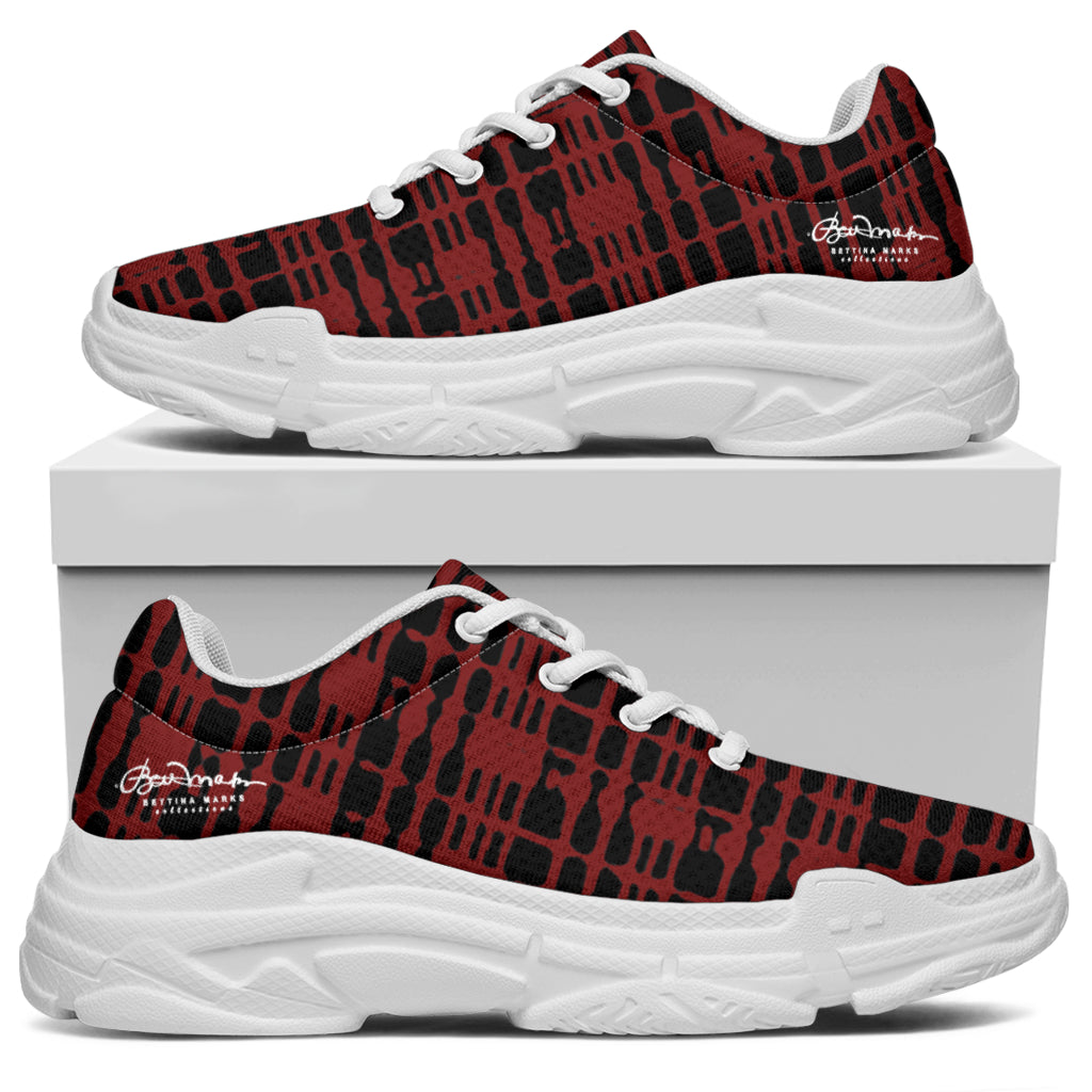 Black Red Tight Plaid Athletic Sneakers