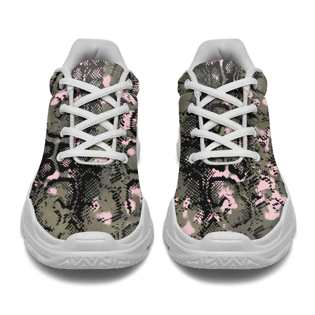 Pink Snake Skin Athletic Sneakers