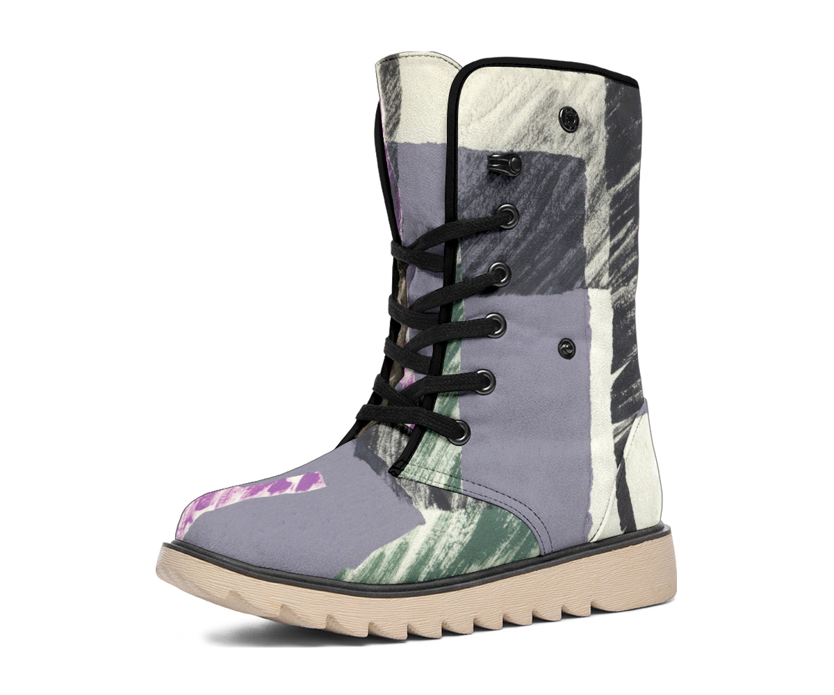 Abstract Collage Polar Boots