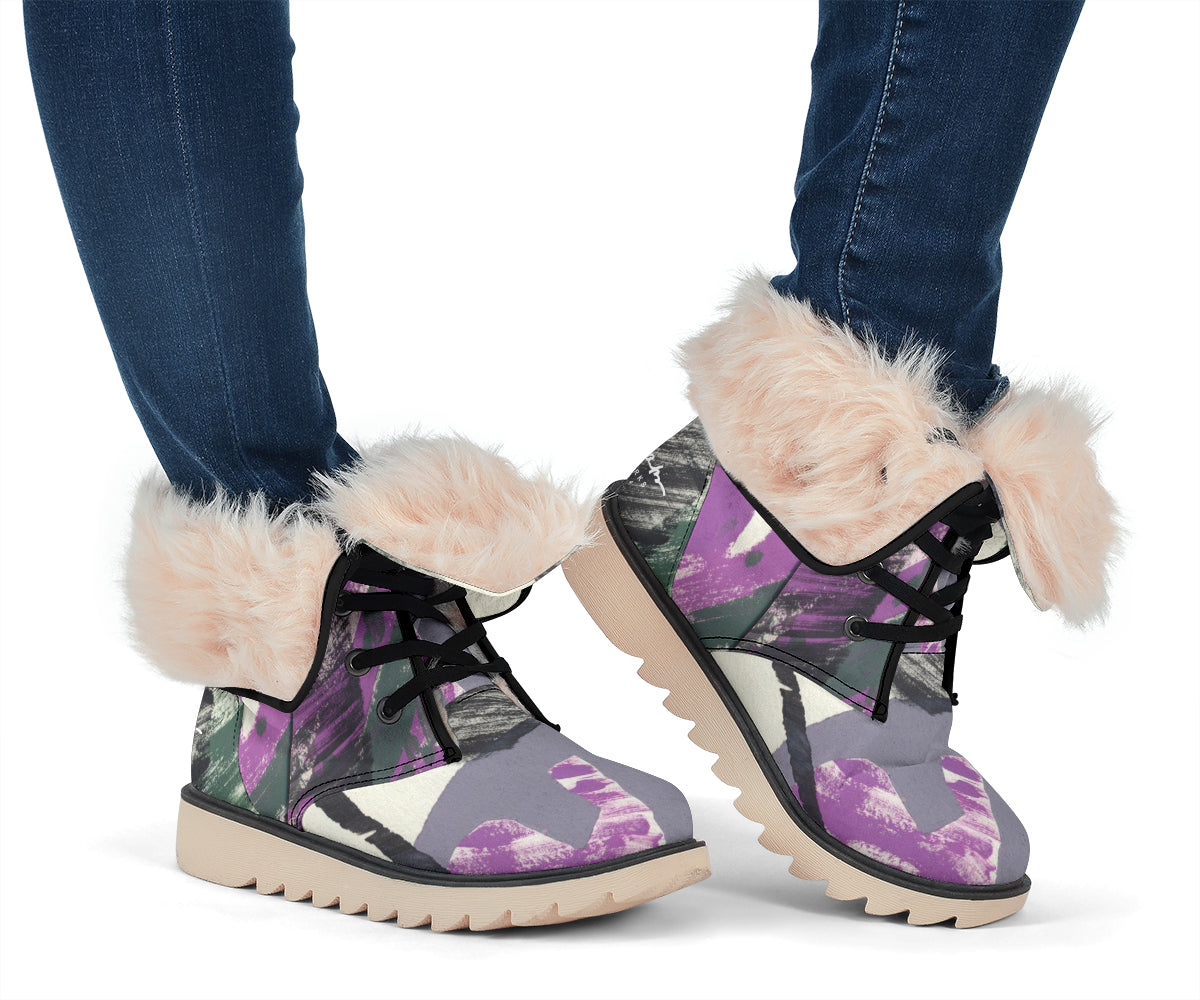 Abstract Collage Polar Boots