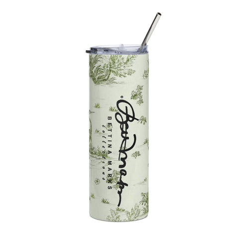 Stainless Toiles de Jouy tree Hugging Forest Green Steel Tumbler
