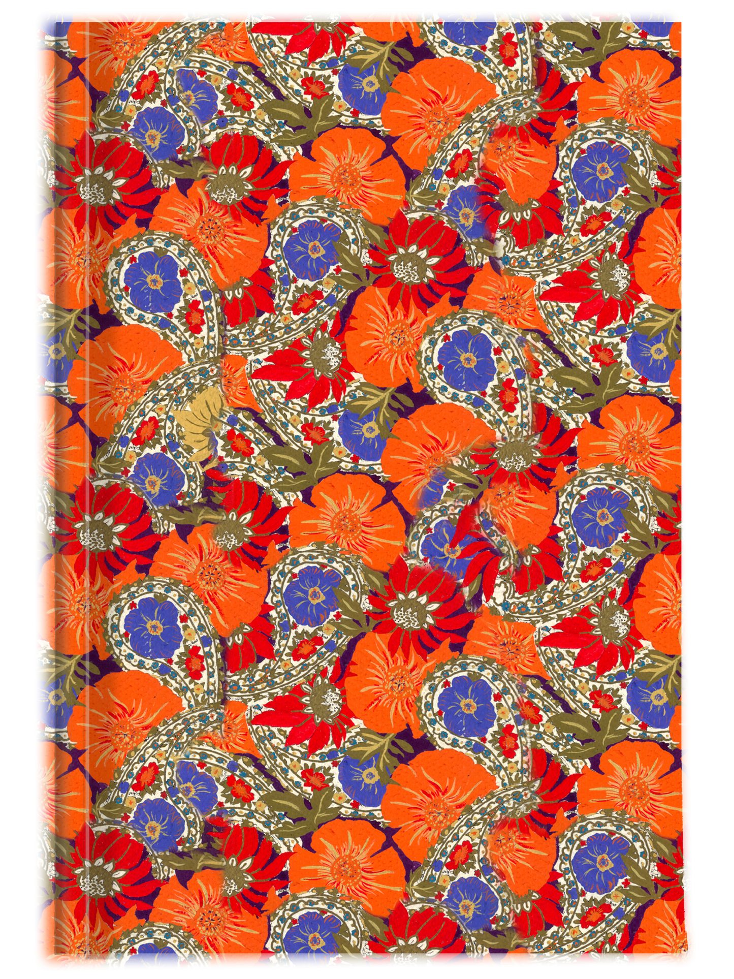 Orange Poppy and Bright Sea Blue Paisley & Floral Journal