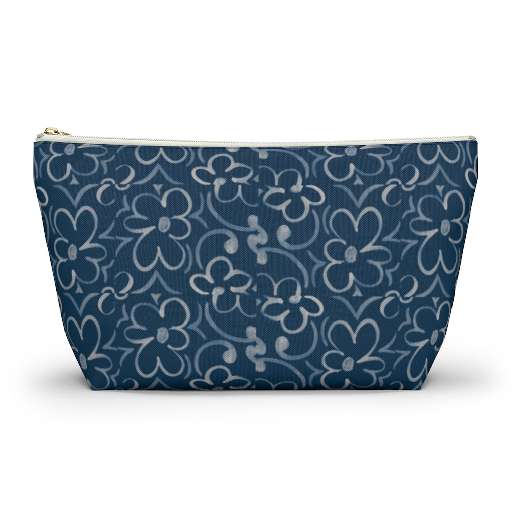 Linear Sixties Floral Accessory Pouch w T-bottom