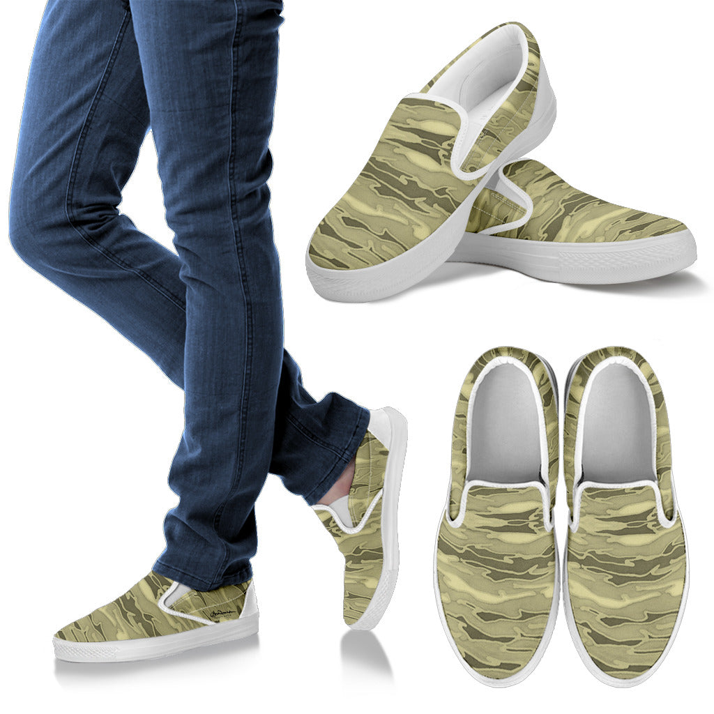 Khaki Lava Camouflage  Slip On Sneakers