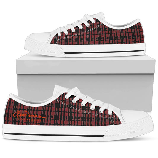 Black Red Tight Plaid Low Top Sneakers