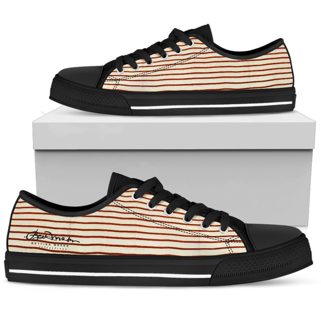 Red White Stripe Low Top Sneakers