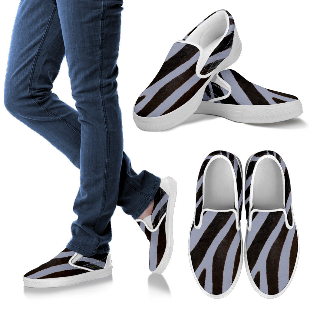 Grey Zebra Slip On Sneakers