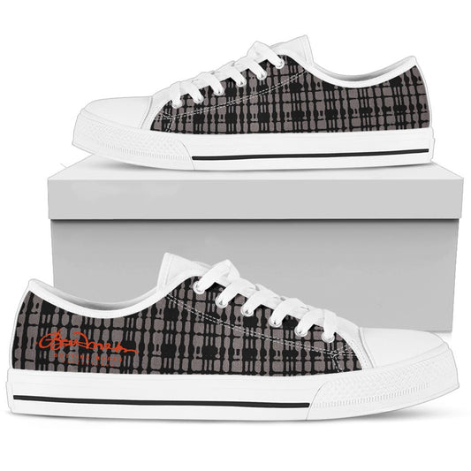 Black Tight Plaid Low Top Sneakers