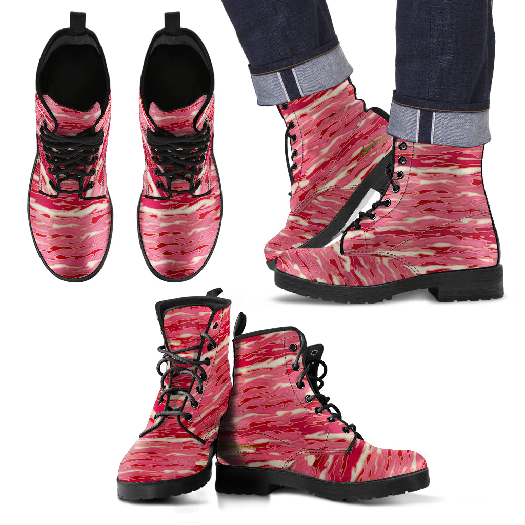 Pink Camouflage Lava Leather Boots (Vegan)