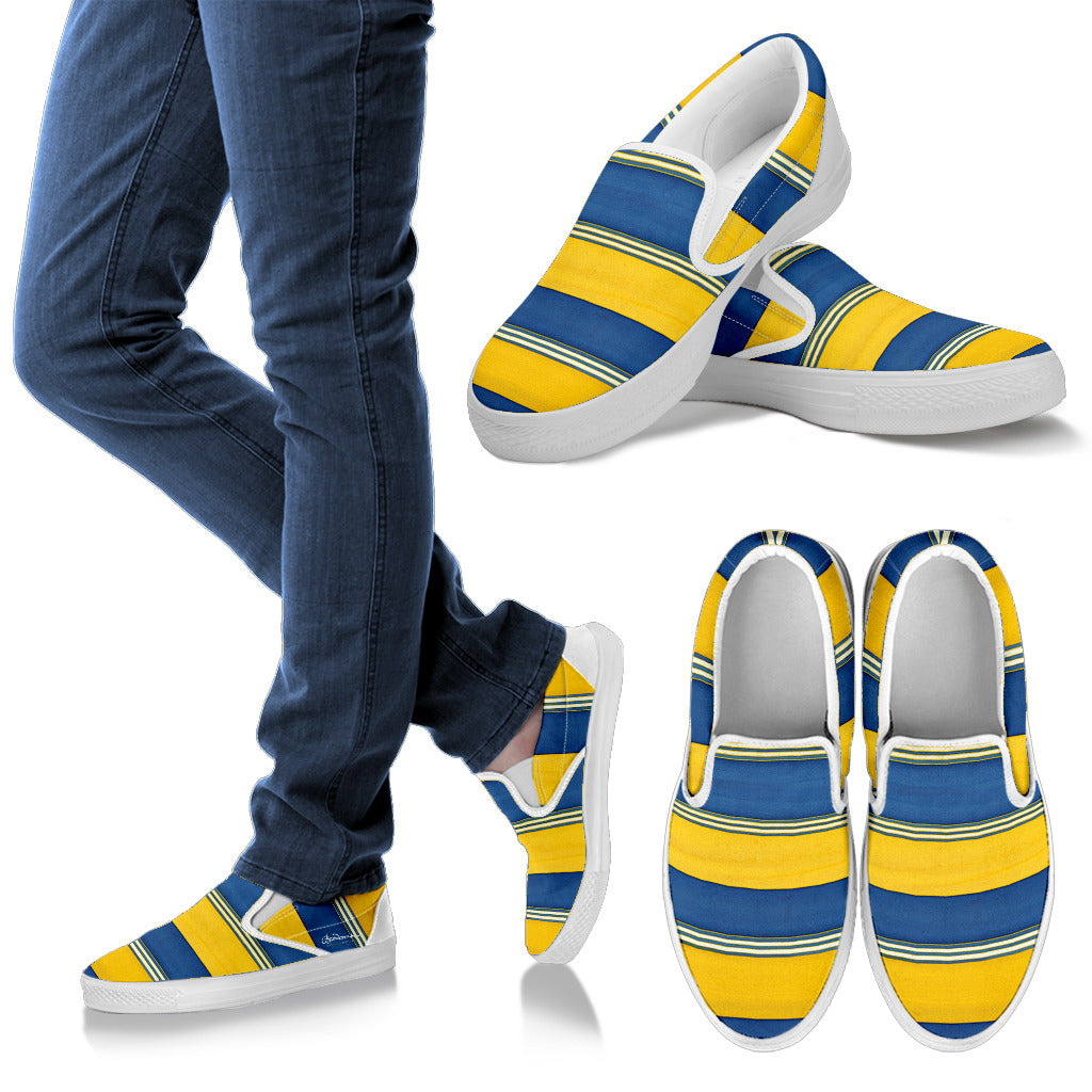 Blue Yellow Slip On Sneakers
