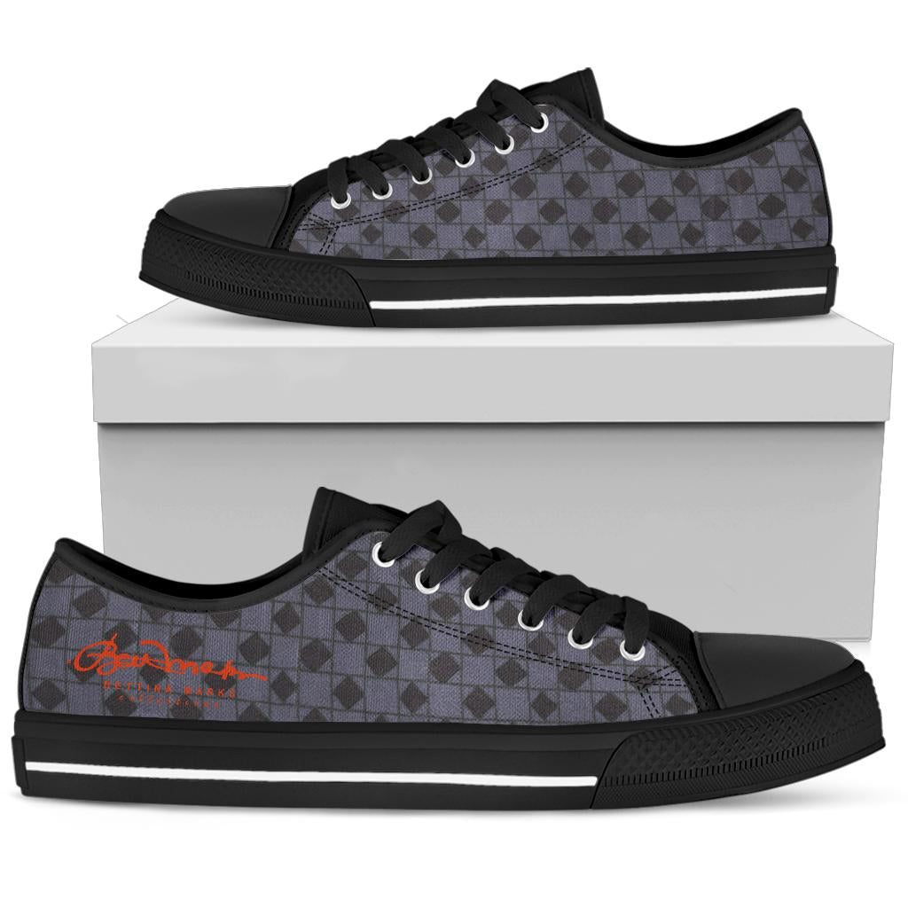 Slate Blue Checkerboard Optical High Top Sneakers