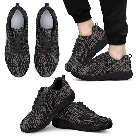 Charcoal and Black Tire Scribbles Athletic Sneakers