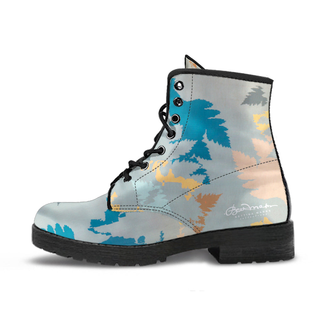 Abstract Forest Leather Boots (Vegan)