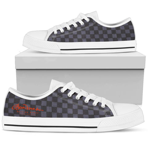 Slate Blue Checkerboard Tight Plaid Low Top Sneakers