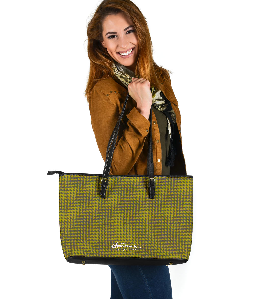 Yellow Houndstooth Large Tote Bag