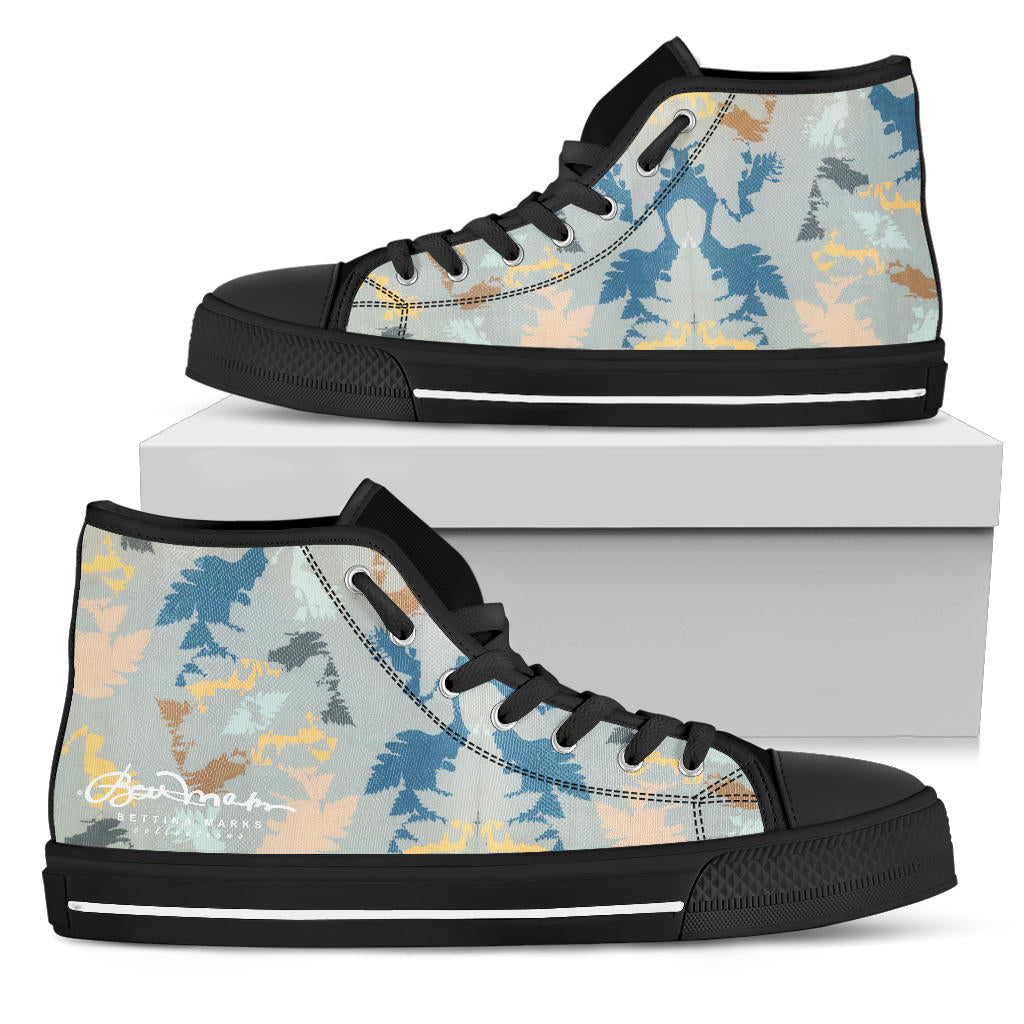 White side Abstract Forest High Top Sneakers