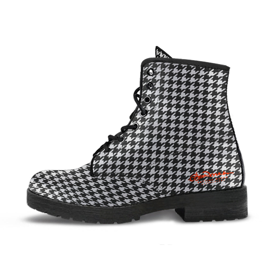 B&W Houndstooth Leather Boots (Vegan)