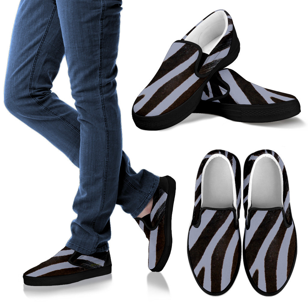 Grey Zebra Slip On Sneakers