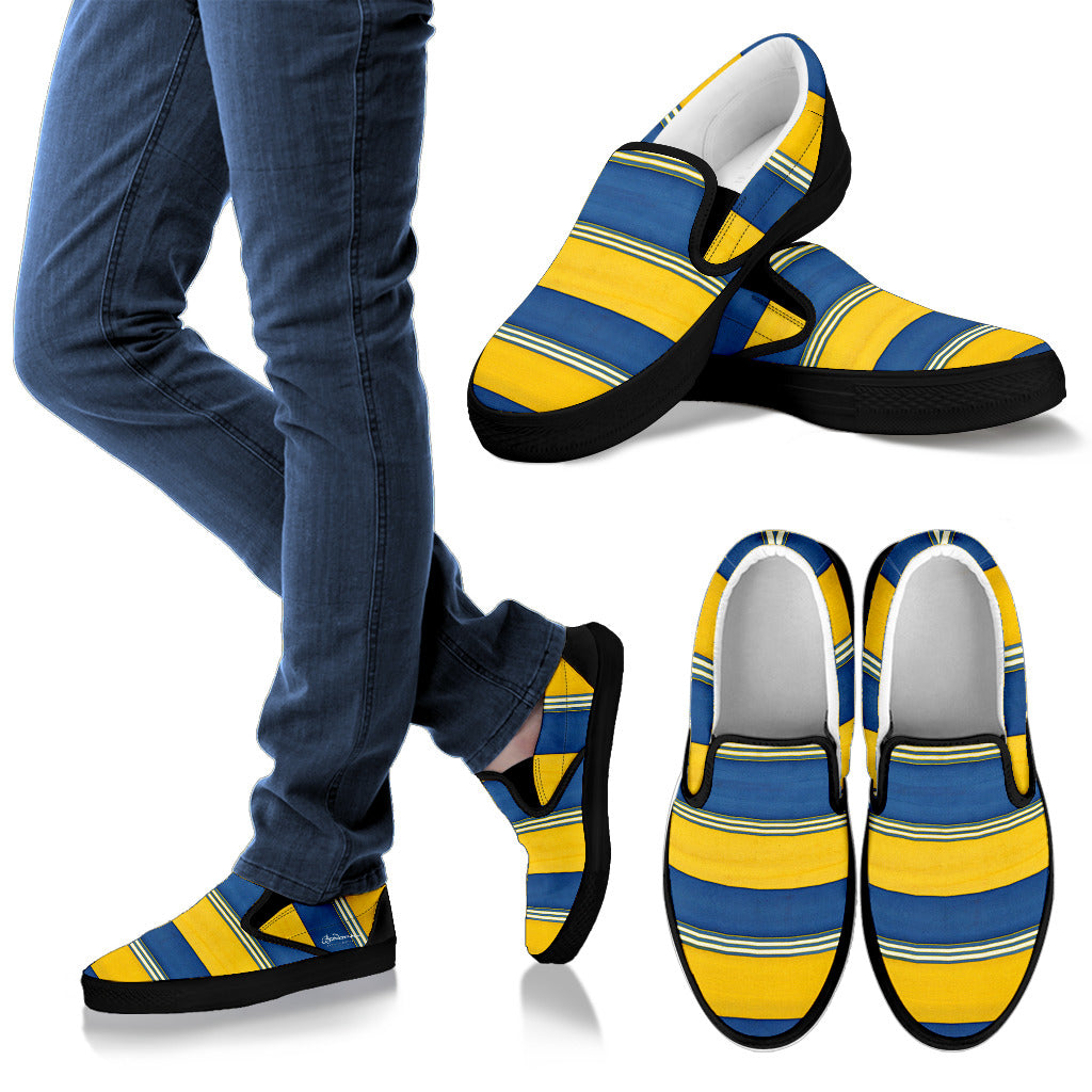 Blue Yellow Slip On Sneakers