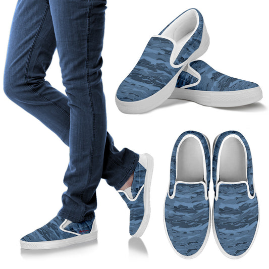 Steel Blue Camouflage Lava Slip On Sneakers