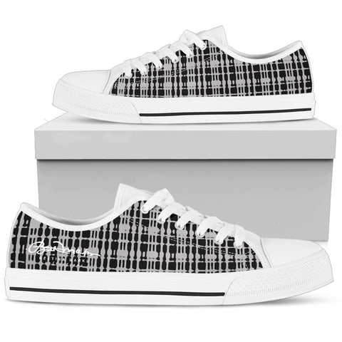 Grey Tight Plaid Low Top Sneakers