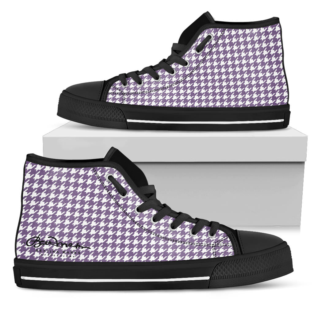 Lilac Houndstooth High Top Sneakers