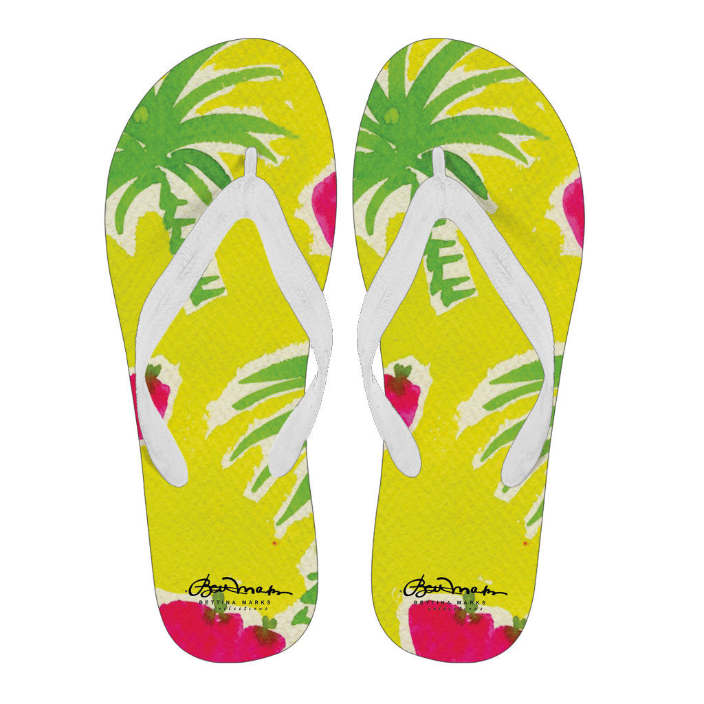 Strawberry Tropic Men's White Flip Flops