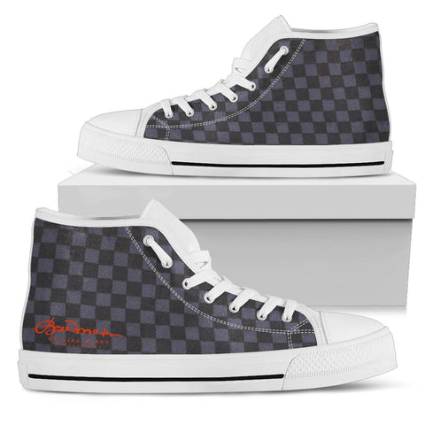 Slate Blue Checkerboard High Top Sneakers