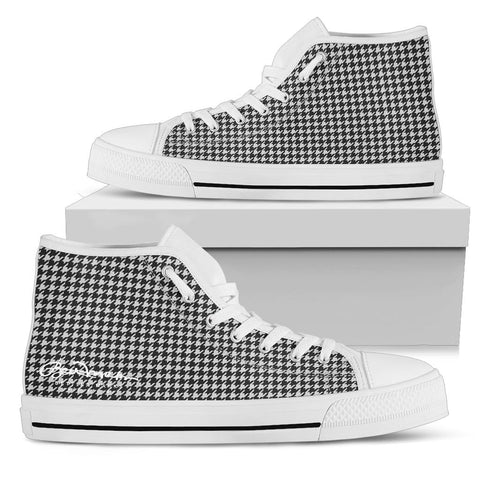 B&W Houndstooth High Top Sneakers