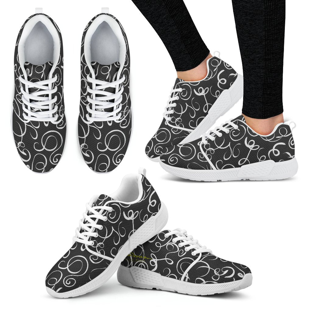B&W Squiggles Athletic Sneakers