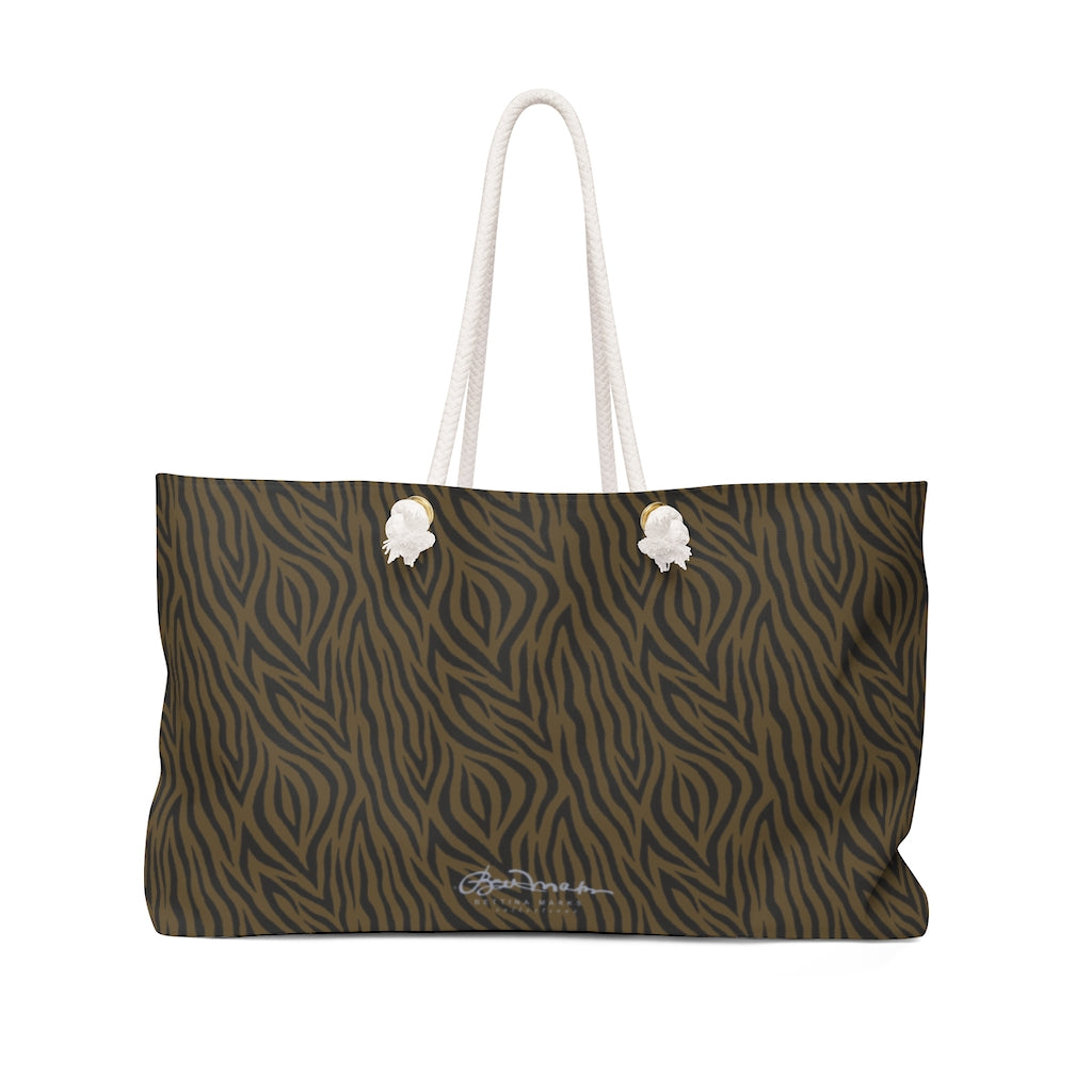 Olive Zebra Weekender Bag