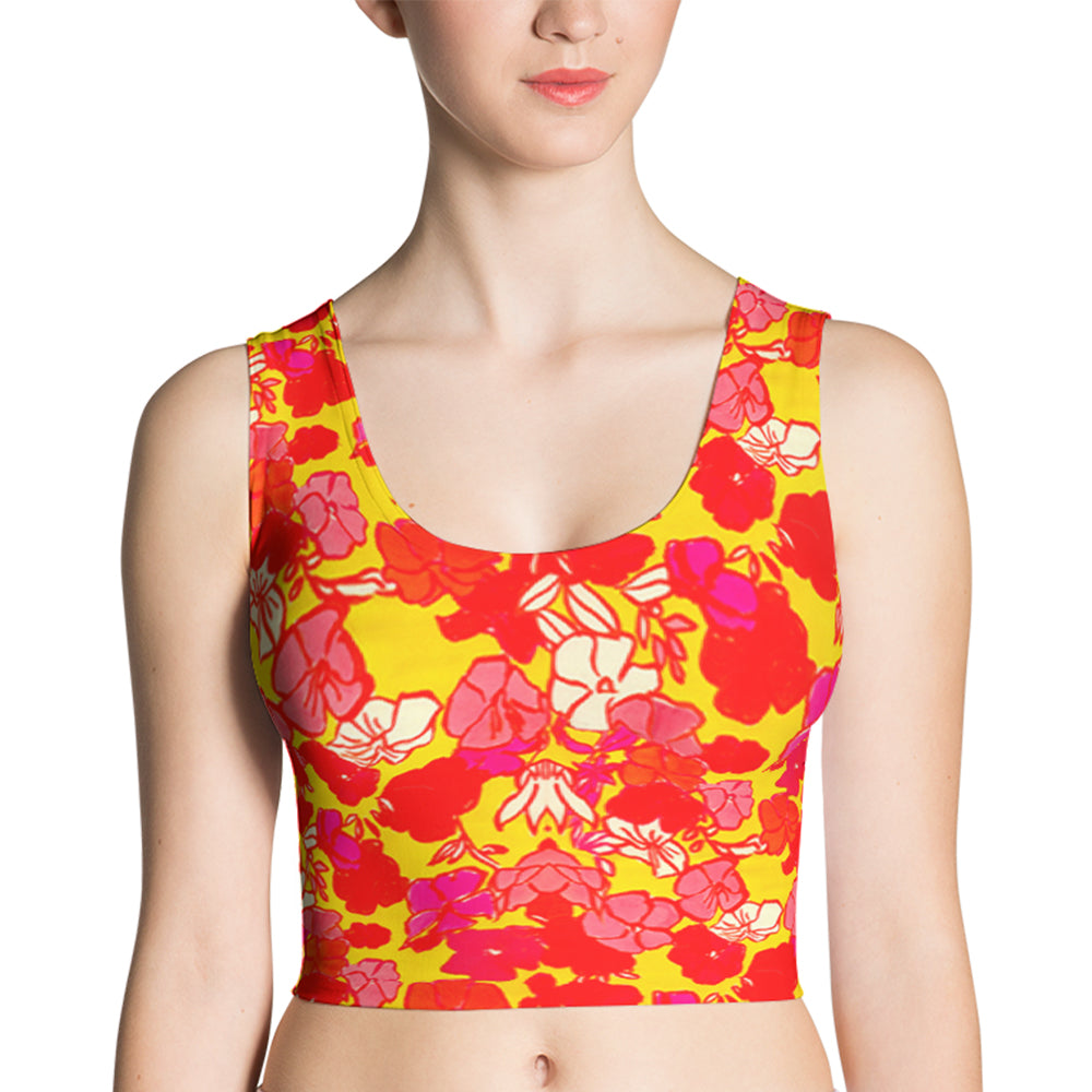 Sixties Floral Fitted Crop Top
