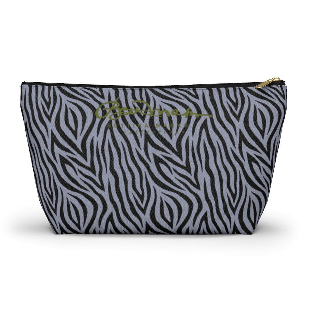 Grey Zebra Accessory Pouch w T-bottom