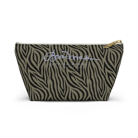 Khaki Zebra Accessory Pouch w T-bottom